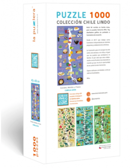 Puzzle 1000 piezas - Mapa de Chile Comidas, Bebidas y Frases - La Puzzlera