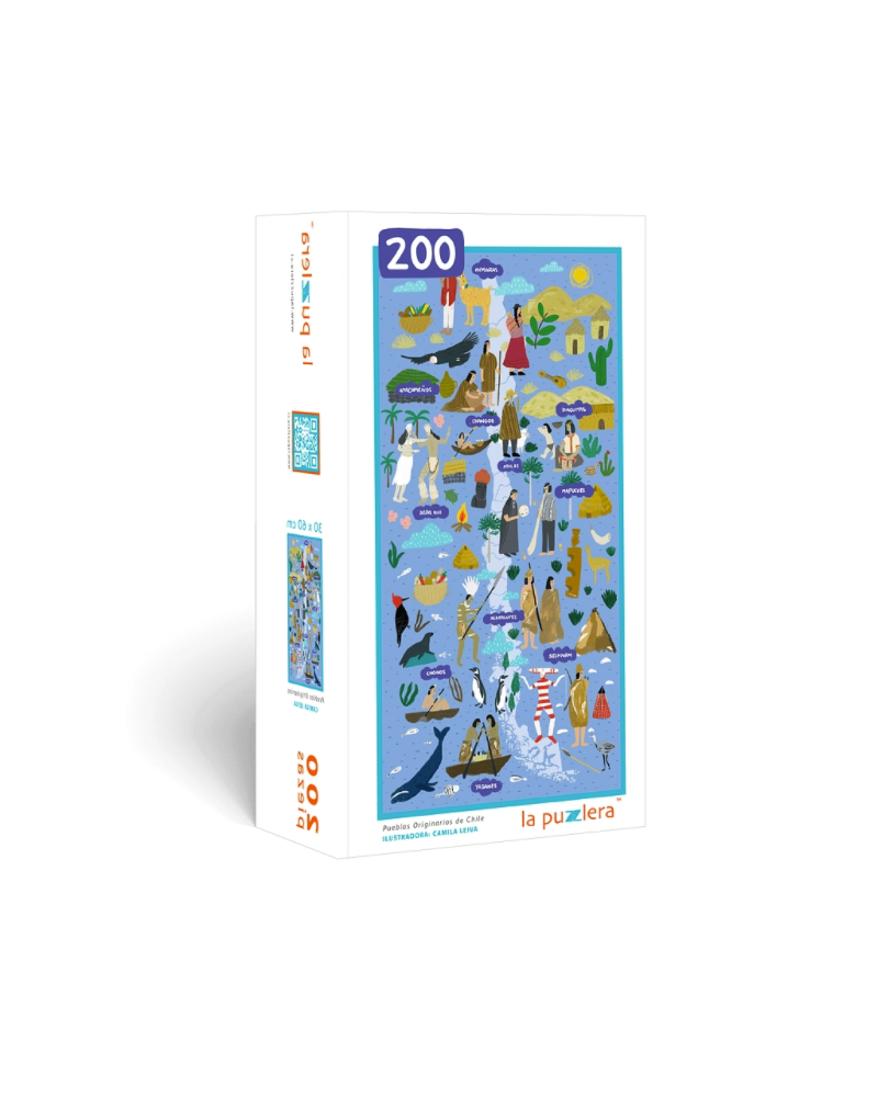 Puzzle 200 piezas - Mapa de Chile Pueblos Originarios - La Puzzlera