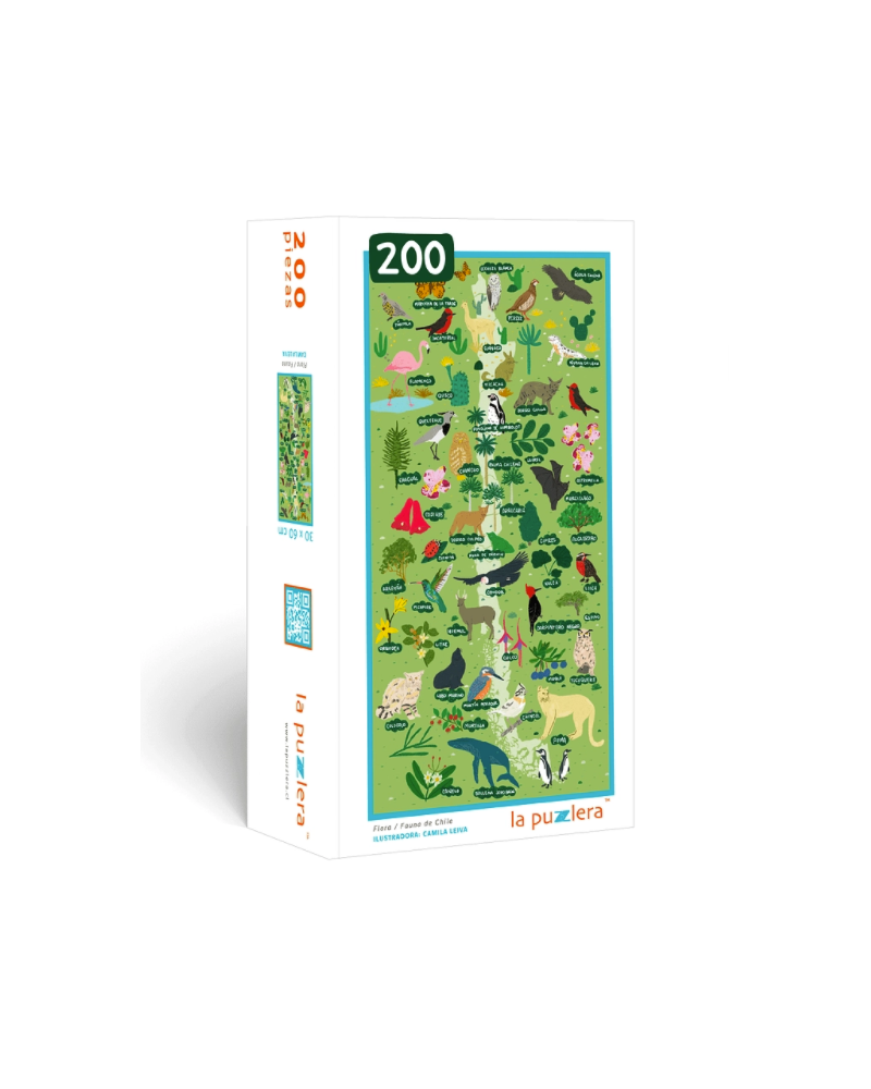 Puzzle 200 piezas - Mapa de Chile Flora y Fauna - La Puzzlera