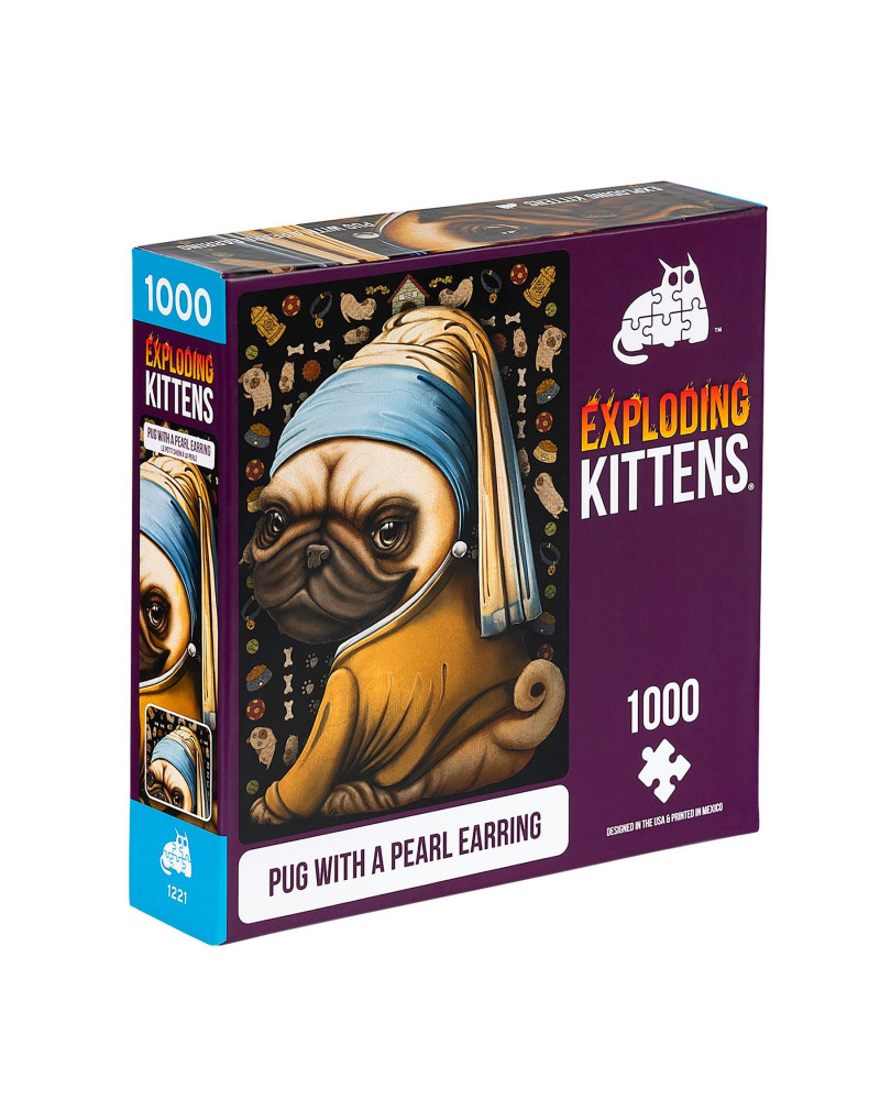 Puzzle Exploding Kittens 1000 Piezas - Pug With A Pearl Earring - Asmodee