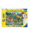 Puzzle 100 piezas XXL - El mundo de los dinosaurios + Libro para colorear - Ravensburger