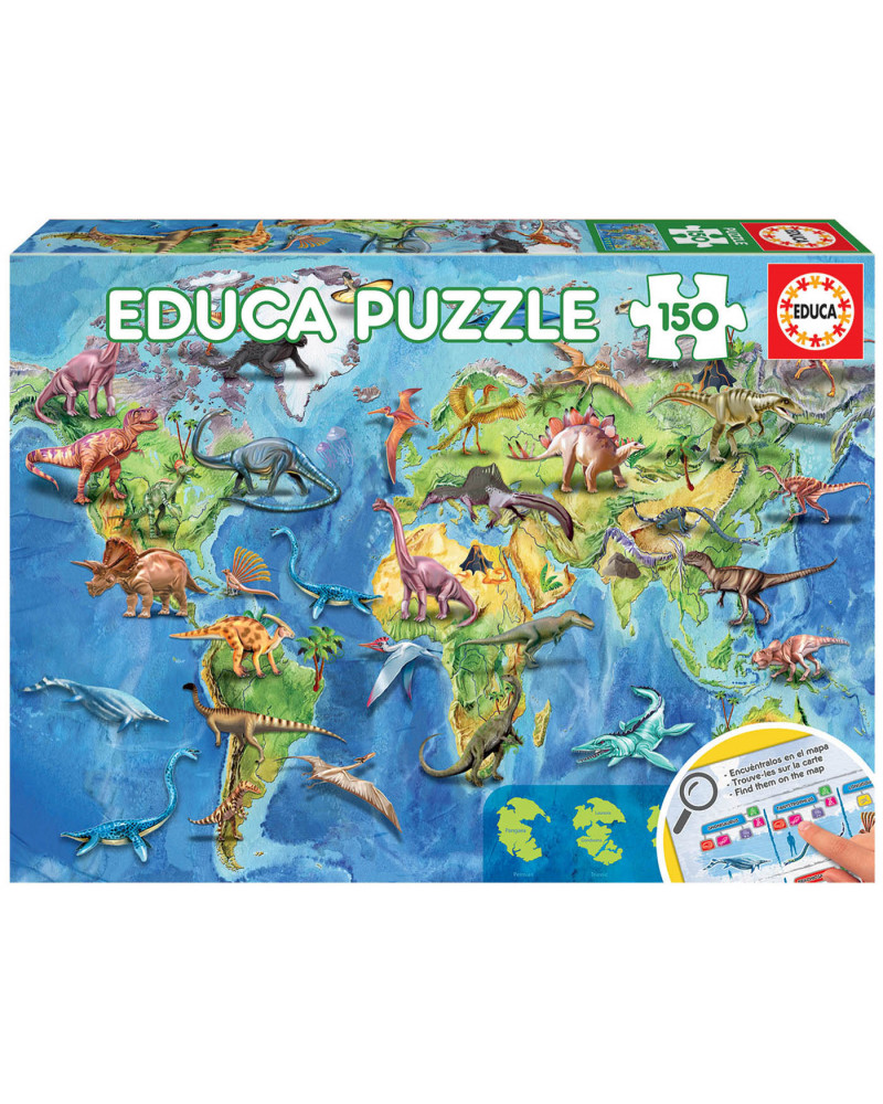 Puzzle 150 Piezas - Mapamundi Dinosaurios - Educa