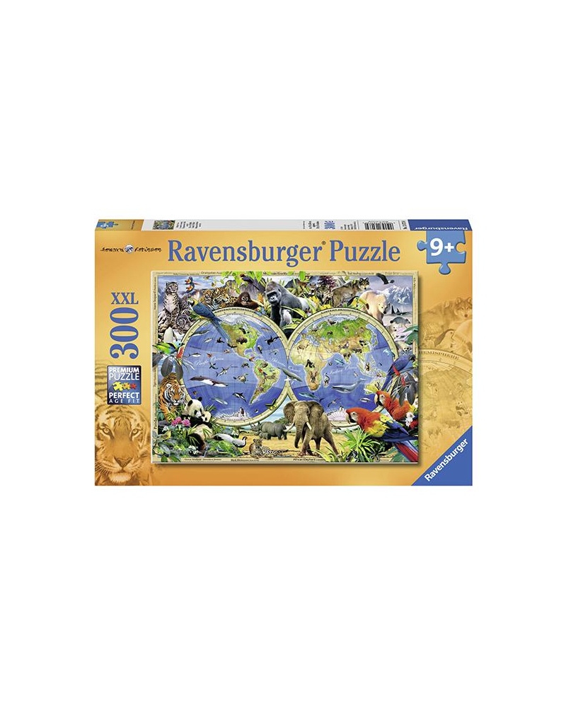 Puzzle 300 piezas XXL - Mapamundi de los Animales - Ravensburger