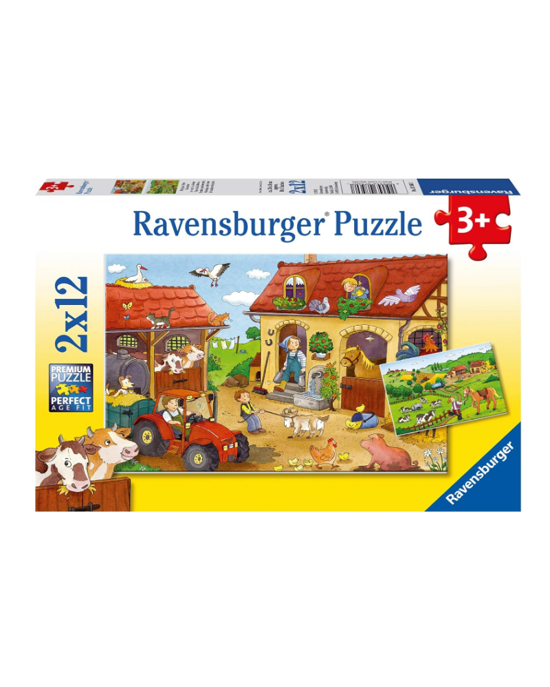 Puzzle 2x12 piezas - El Trabajo en la Granja - Ravensburger