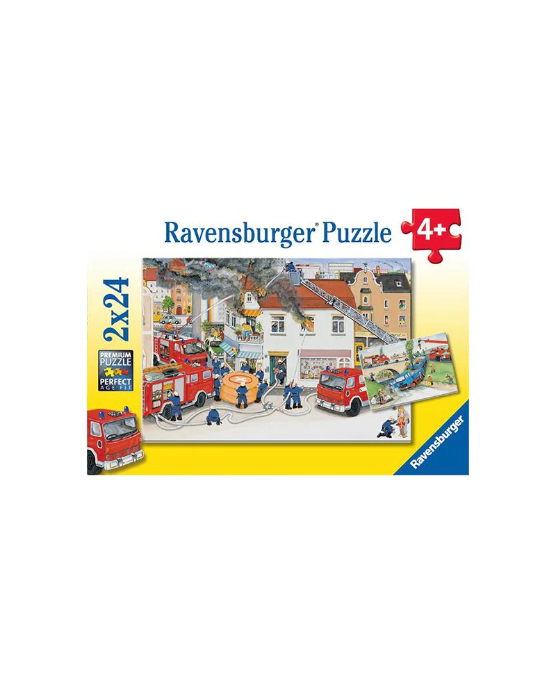 Puzzle 2x24 piezas - Con los Bomberos - Ravensburger