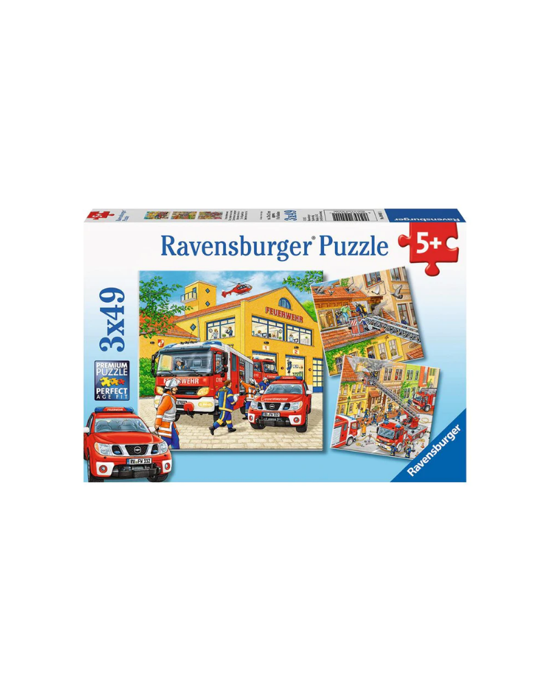 Puzzle 3x49 piezas - Bomberos en Acción - Ravensburger