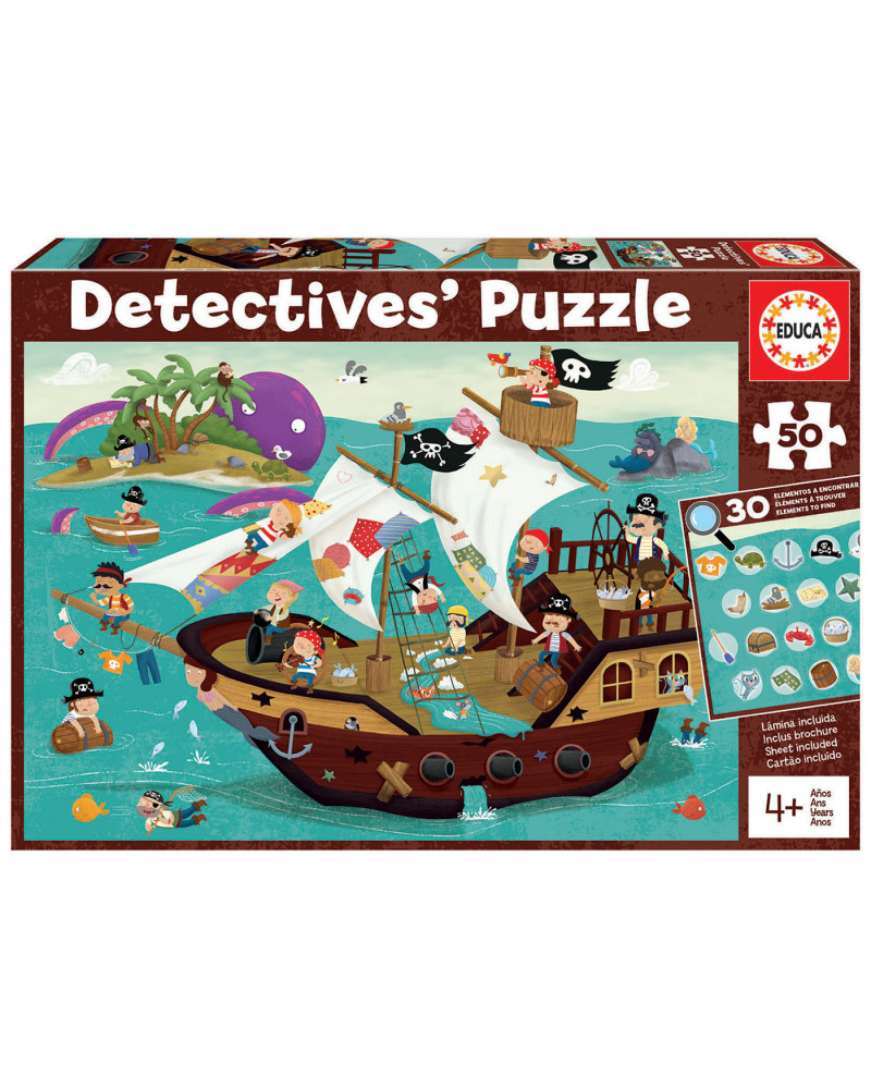 Puzzle Detectives 50 piezas - Barco Pirata - Educa