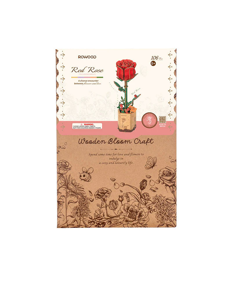Puzzle 3D - Flor de Madera - Red Rose - Rowood