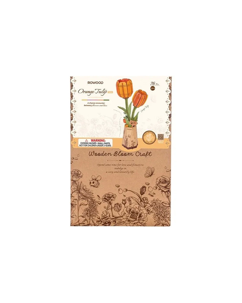 Puzzle 3D - Flor de Madera - Orange Tulip - Rowood