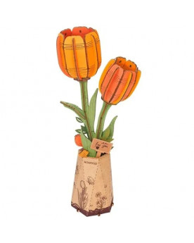 Puzzle 3D - Flor de Madera - Orange Tulip - Rowood