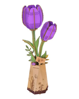 Puzzle 3D - Flor de Madera - Purple Tulip - Rowood