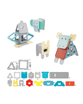 Magnetic Tiles - Set 41 Pcs - Mini Animal Jumble
