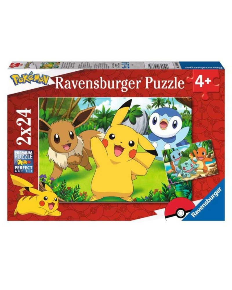 Puzzle 2x24 piezas - Pikachu y sus Amigos - Ravensburger