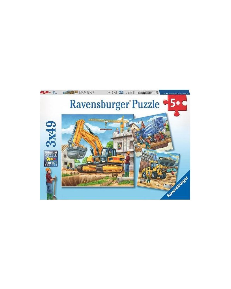 Puzzle 3x49 piezas - Vehículos de Construcción - Ravensburger