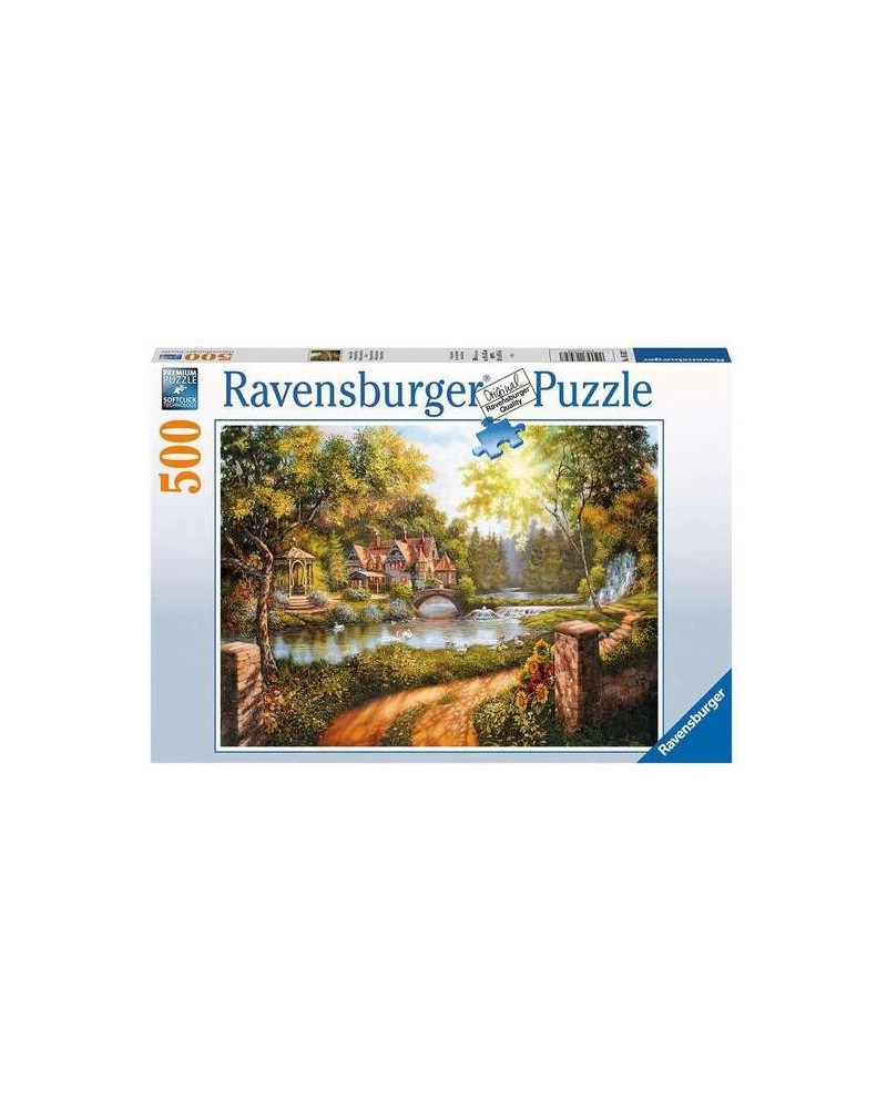 Puzzle 500 piezas - Cabaña Junto al Rio - Ravensburger
