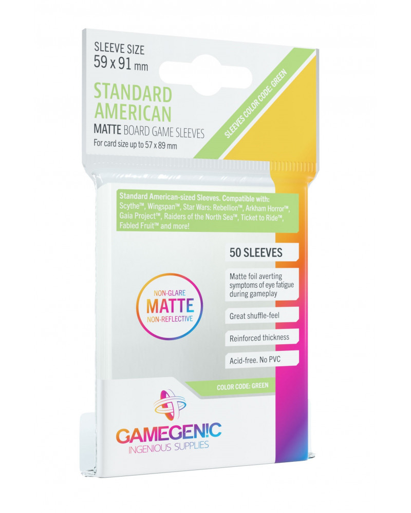 Protectores GameGenic Matte Standard American (Cartas hasta 57x89 mm)